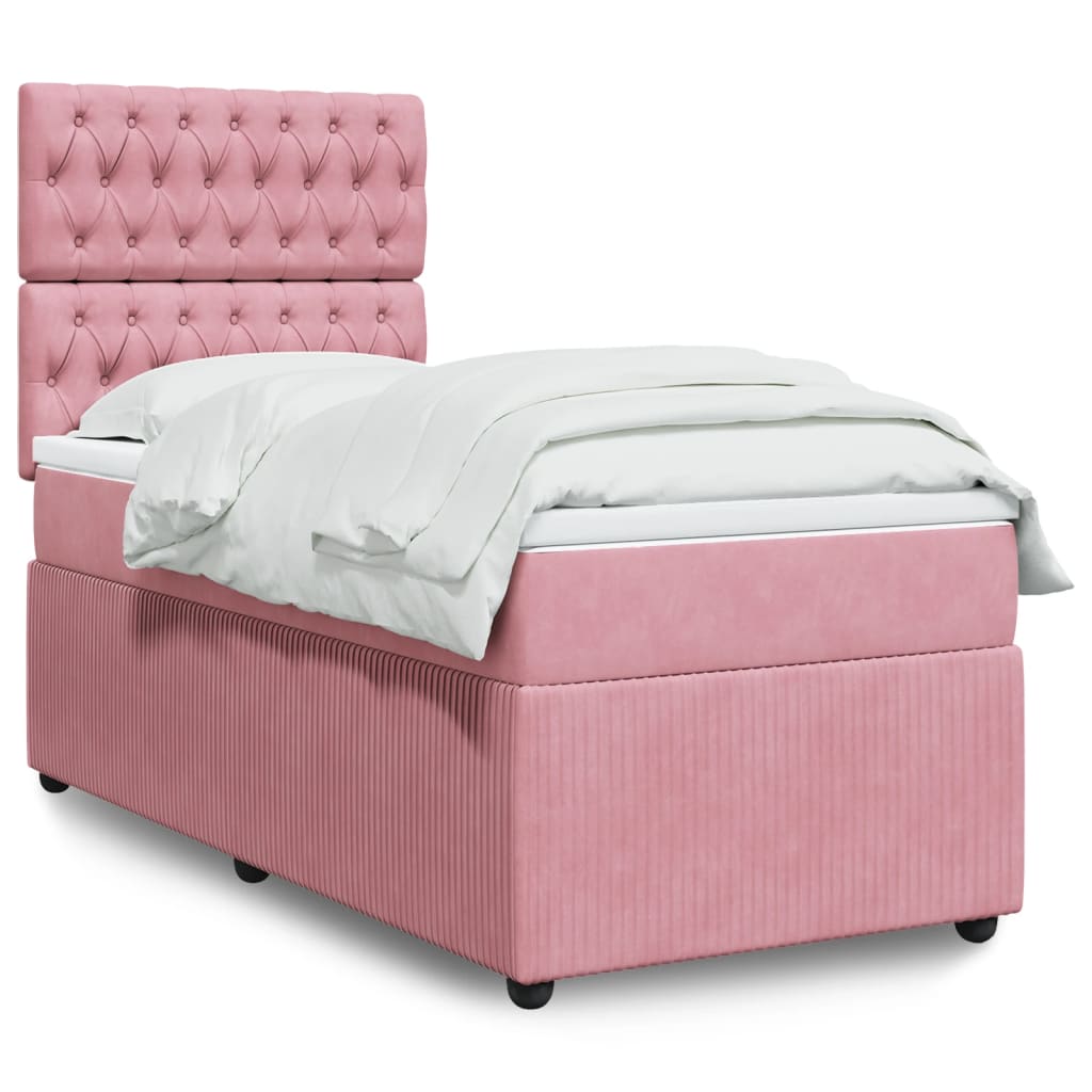 Boxspringbett mit Matratze Rosa 80x200 cm Samt