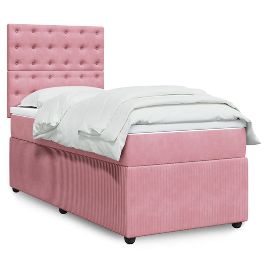 Boxspringbett mit Matratze Rosa 100x200 cm Samt