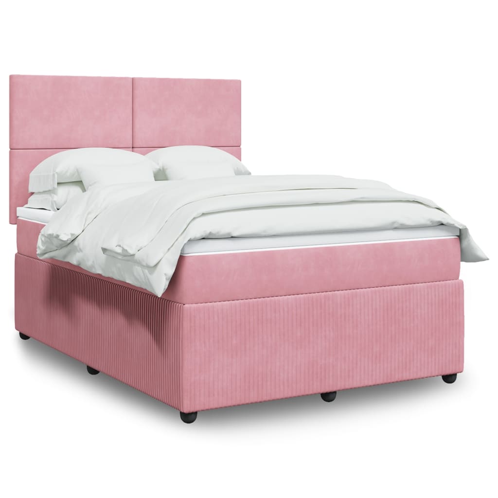 Boxspringbett mit Matratze Rosa 160x200 cm Samt