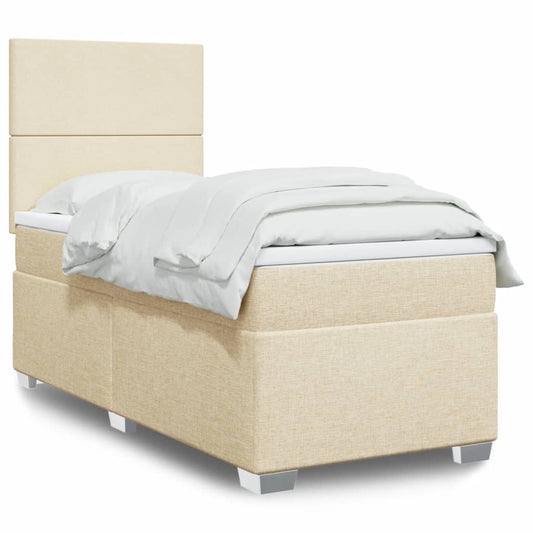 Boxspringbett mit Matratze Creme 80x200 cm Stoff