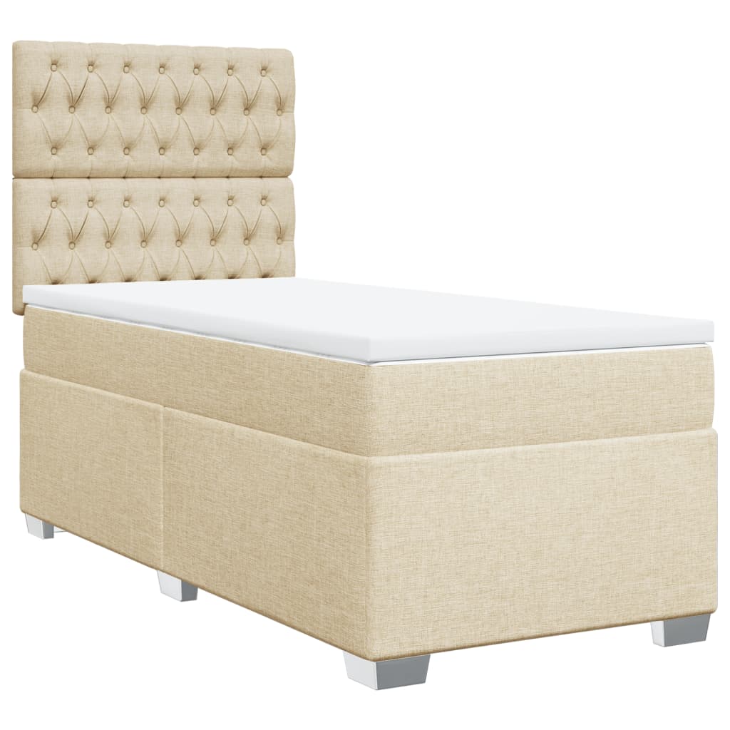 Boxspringbett mit Matratze Creme 90x190 cm Stoff