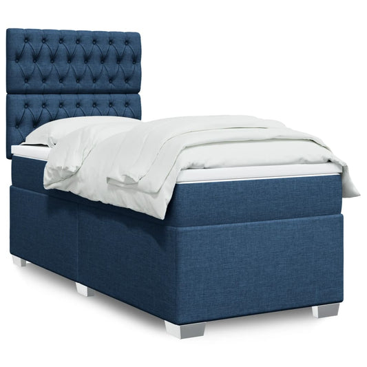 Boxspringbett mit Matratze Blau 90x190 cm Stoff