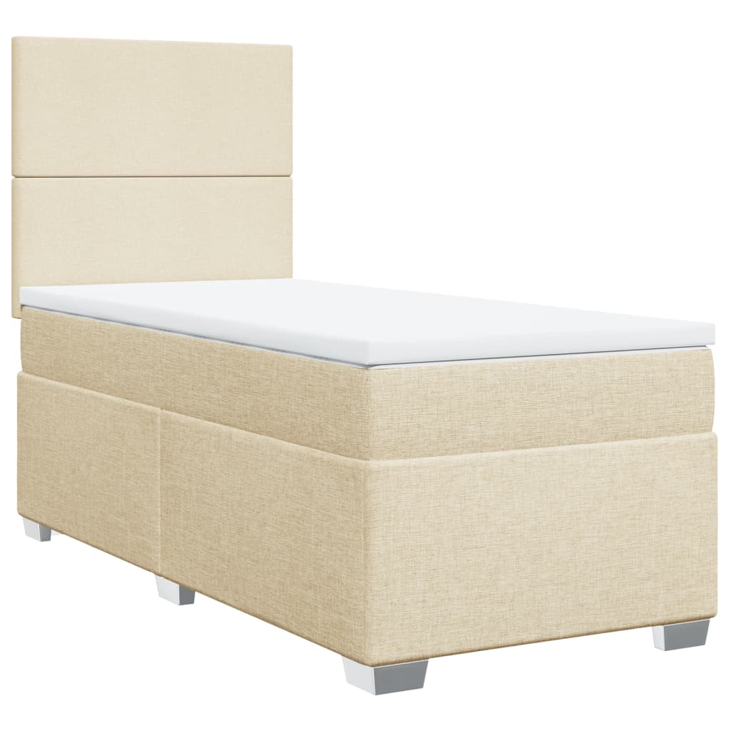 Boxspringbett mit Matratze Creme 100x200 cm Stoff