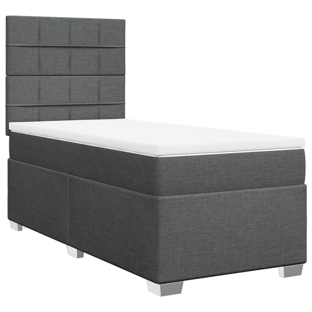 Boxspringbett mit Matratze Dunkelgrau 100x200 cm Stoff