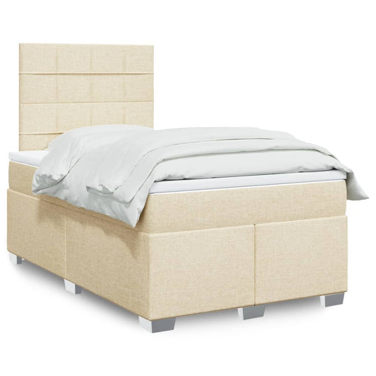 Boxspringbett mit Matratze Creme 120x200 cm Stoff