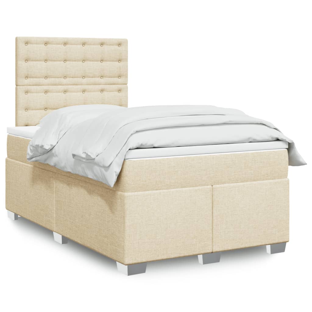 Boxspringbett mit Matratze Creme 120x200 cm Stoff