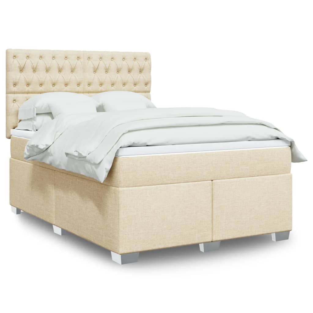 Boxspringbett mit Matratze Creme 160x200 cm Stoff