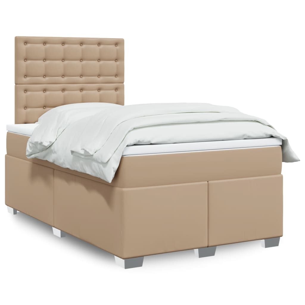 Boxspringbett Matratze Cappuccino-Braun 120x190 cm Kunstleder