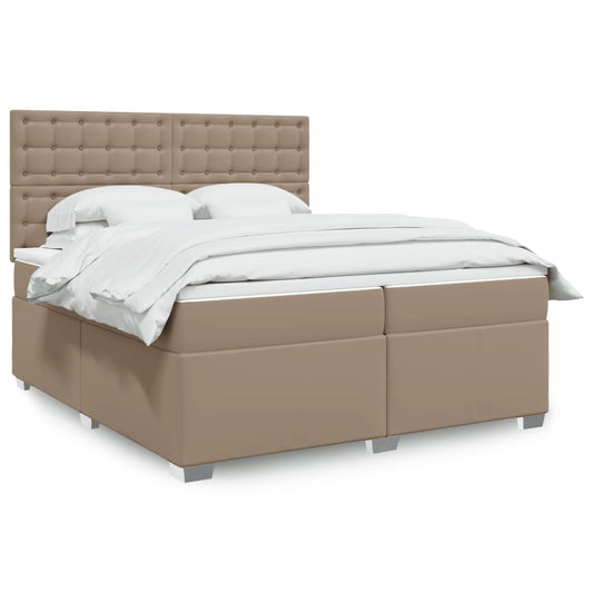 Boxspringbett Matratze Cappuccino-Braun 200x200cm Kunstleder