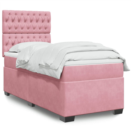 Boxspringbett mit Matratze Rosa 80x200 cm Samt