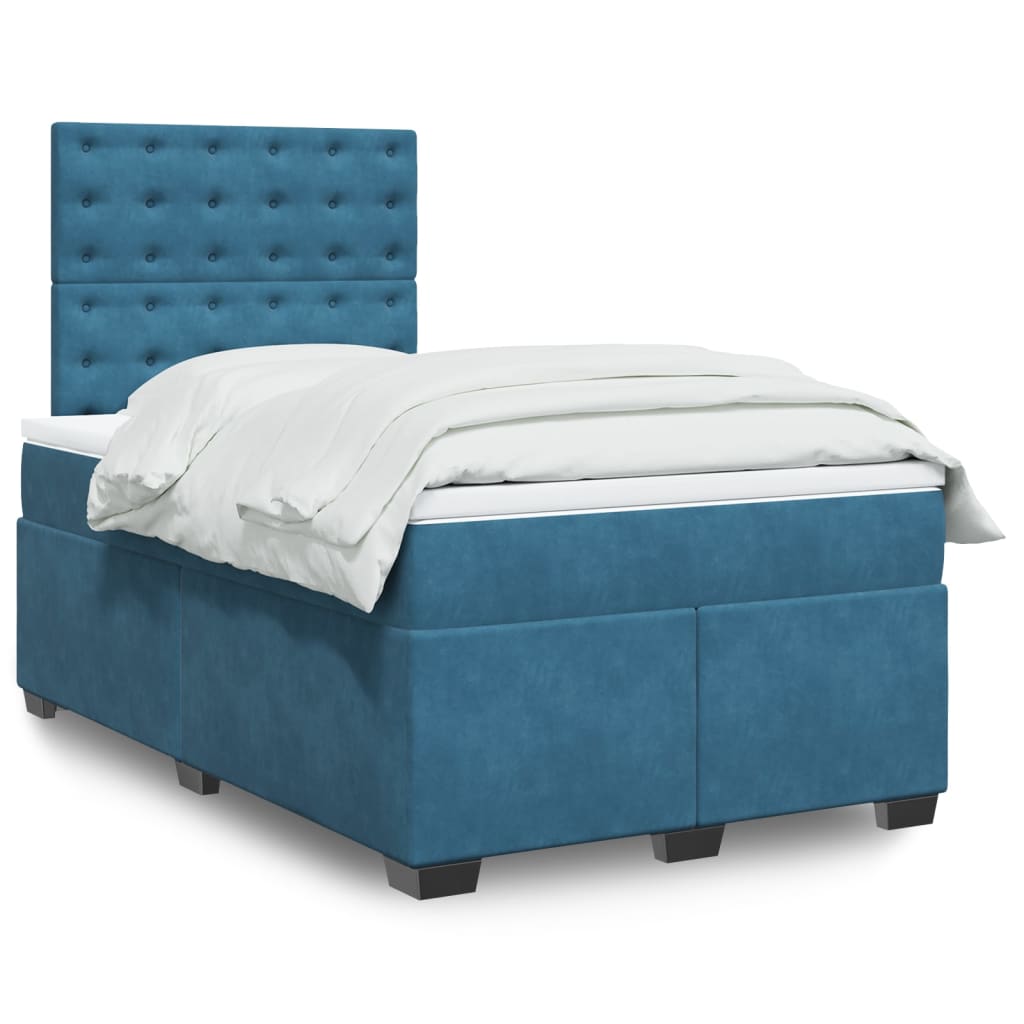 Boxspringbett mit Matratze Blau 120x190 cm Samt