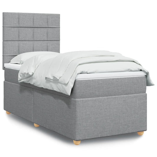 Boxspringbett mit Matratze Hellgrau 90x190 cm Stoff