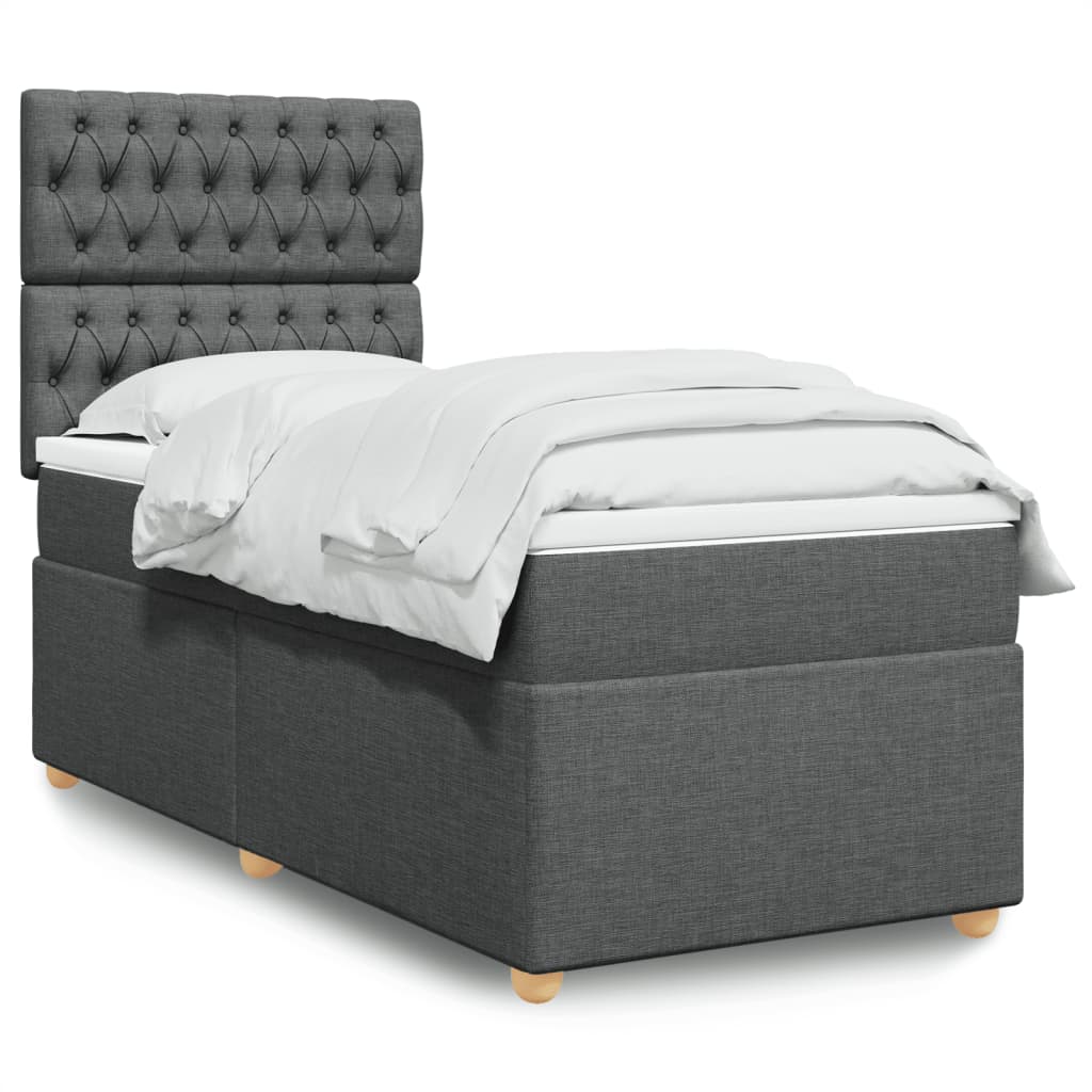 Boxspringbett mit Matratze Dunkelgrau 90x190 cm Stoff