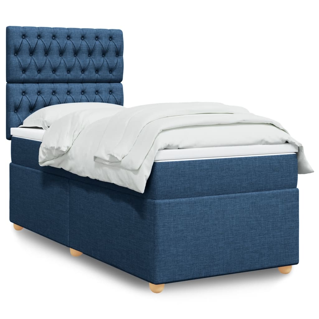 Boxspringbett mit Matratze Blau 90x190 cm Stoff