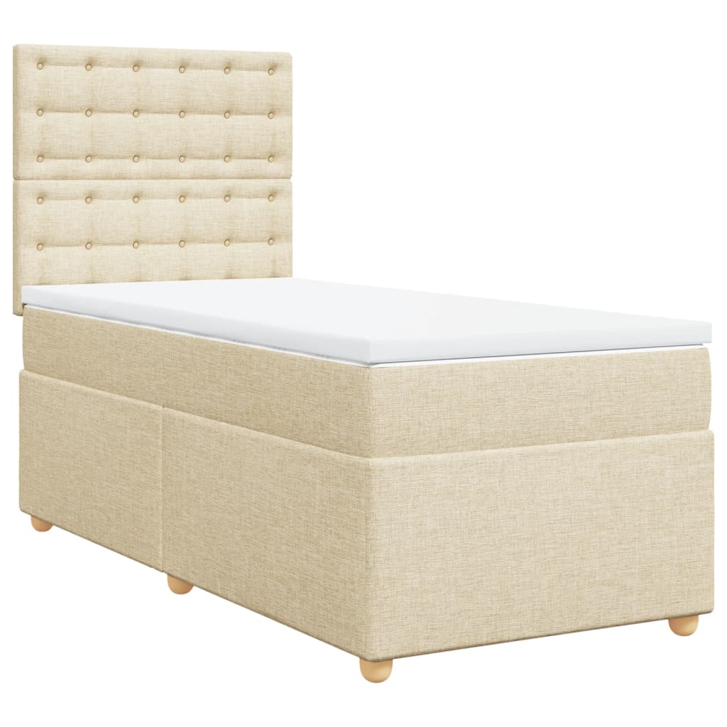 Boxspringbett mit Matratze Creme 90x190 cm Stoff