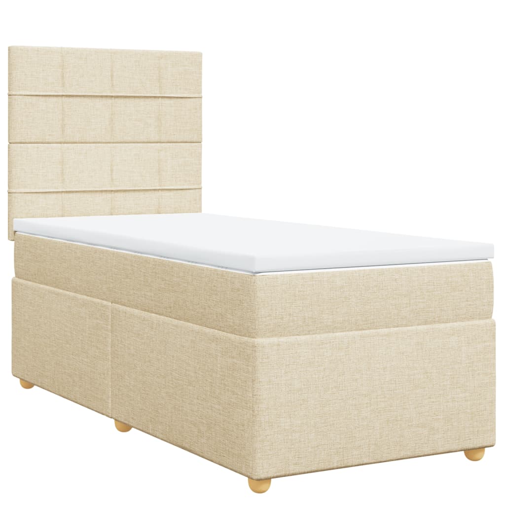 Boxspringbett mit Matratze Creme 100x200 cm Stoff