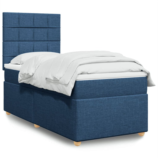 Boxspringbett mit Matratze Blau 100x200 cm Stoff