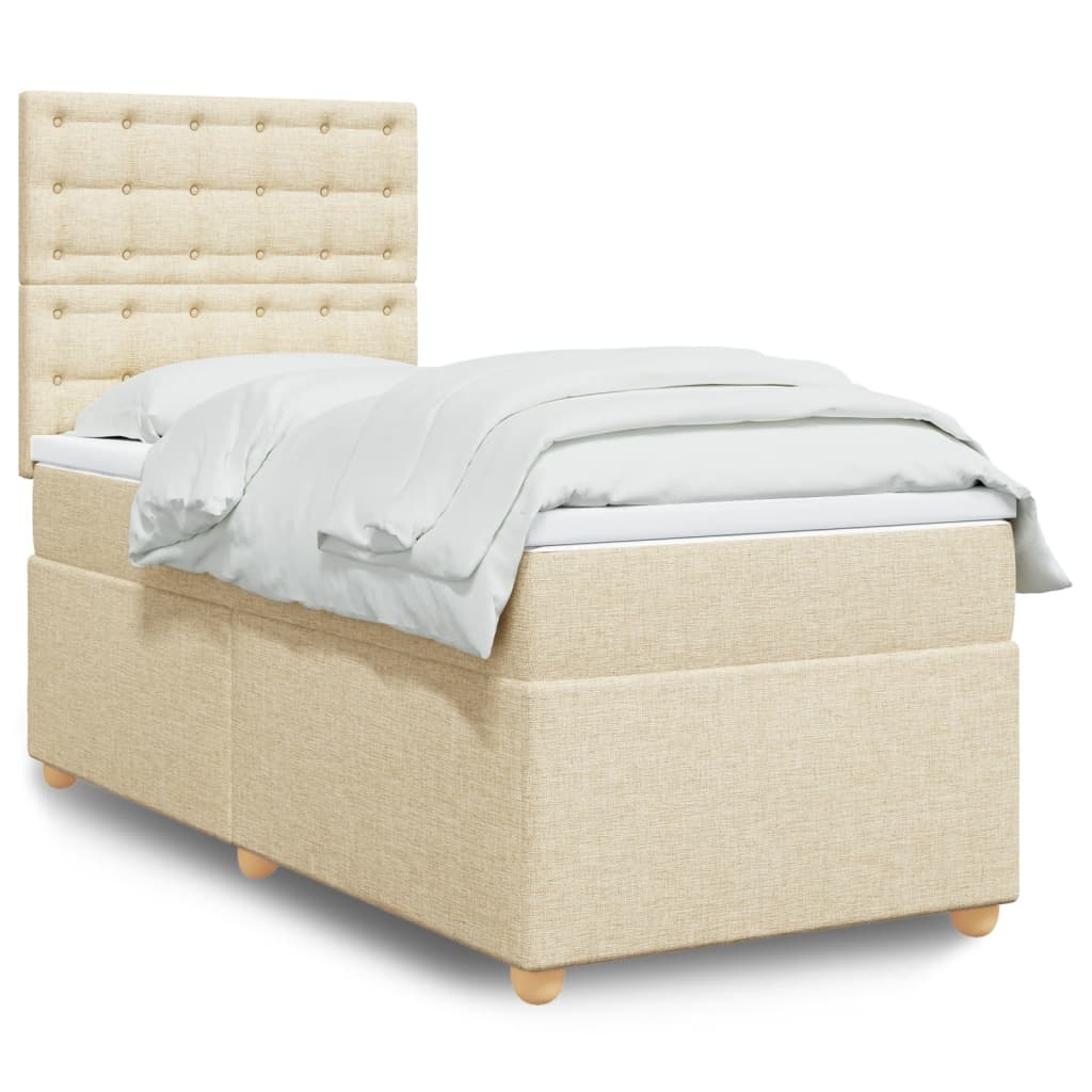 Boxspringbett mit Matratze Creme 100x200 cm Stoff