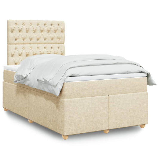 Boxspringbett mit Matratze Creme 120x200 cm Stoff