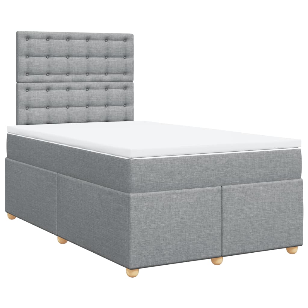 Boxspringbett mit Matratze Hellgrau 120x200 cm Stoff