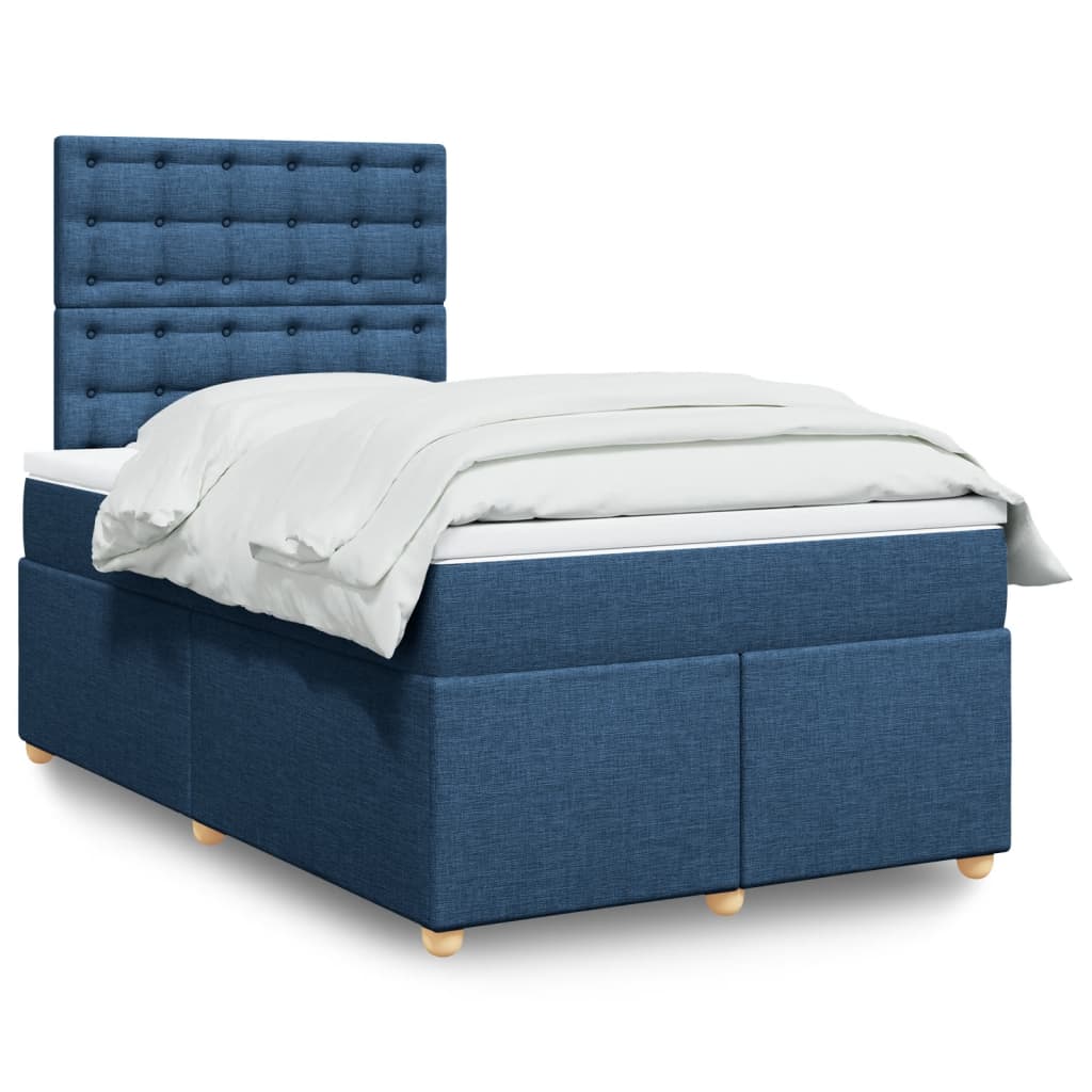 Boxspringbett mit Matratze Blau 120x200 cm Stoff