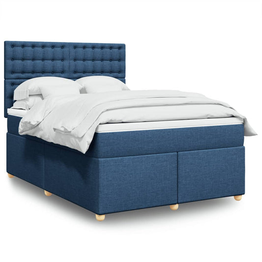 Boxspringbett mit Matratze Blau 160x200 cm Stoff