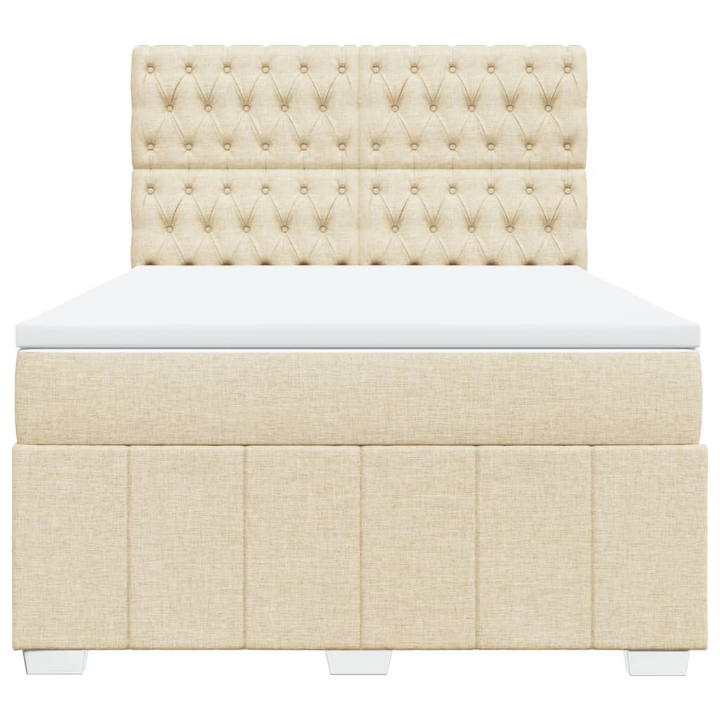 Boxspringbett mit Matratze Creme 160x200 cm Stoff