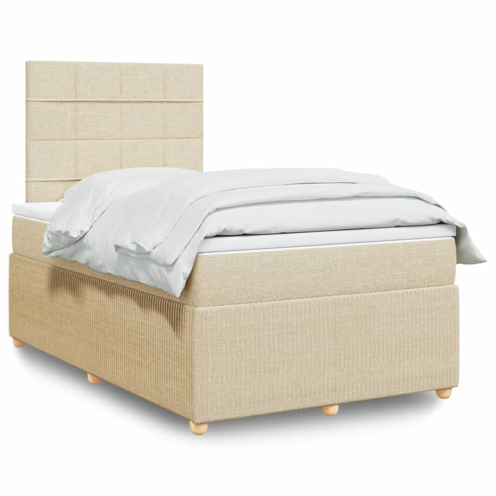 Boxspringbett mit Matratze Creme 120x190 cm Stoff