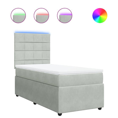 Boxspringbett mit Matratze Hellgrau 80x200 cm Samt