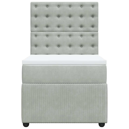 Boxspringbett mit Matratze Hellgrau 80x200 cm Samt