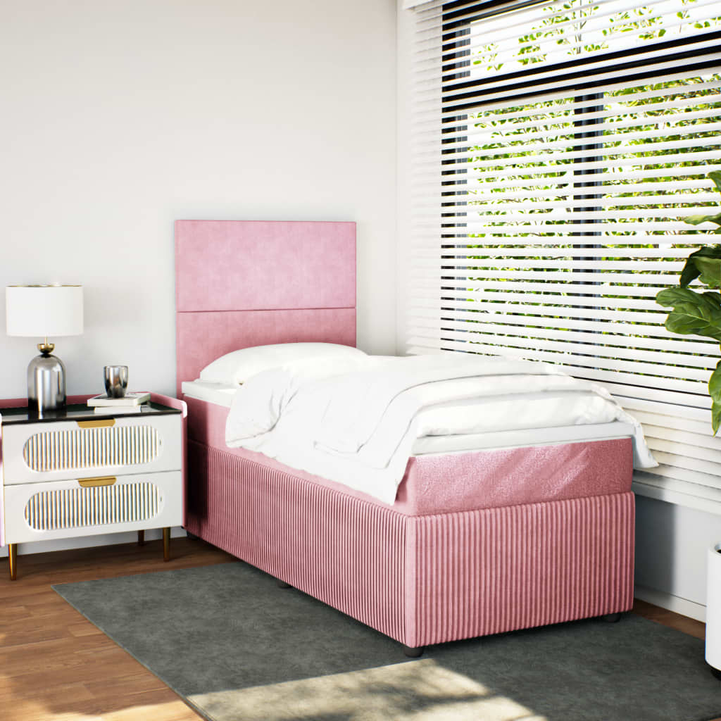 Boxspringbett mit Matratze Rosa 100x200 cm Samt