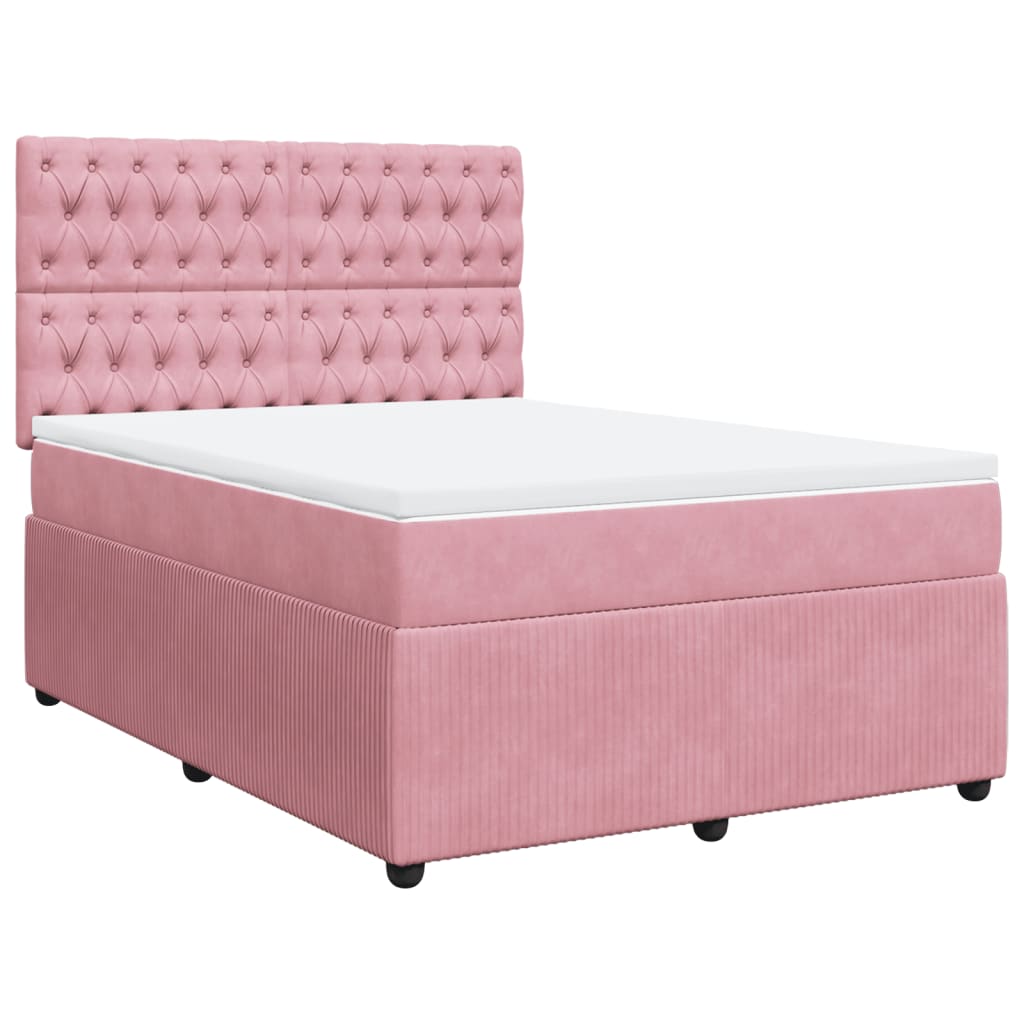 Boxspringbett mit Matratze Rosa 160x200 cm Samt