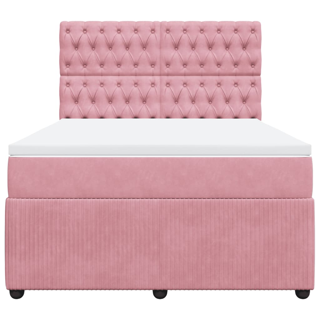 Boxspringbett mit Matratze Rosa 160x200 cm Samt