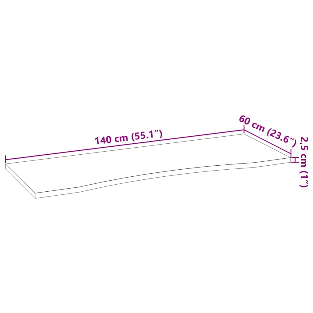 Schreibtischplatte Unbehandelt 140x60x2,5 cm Massivholz Eiche