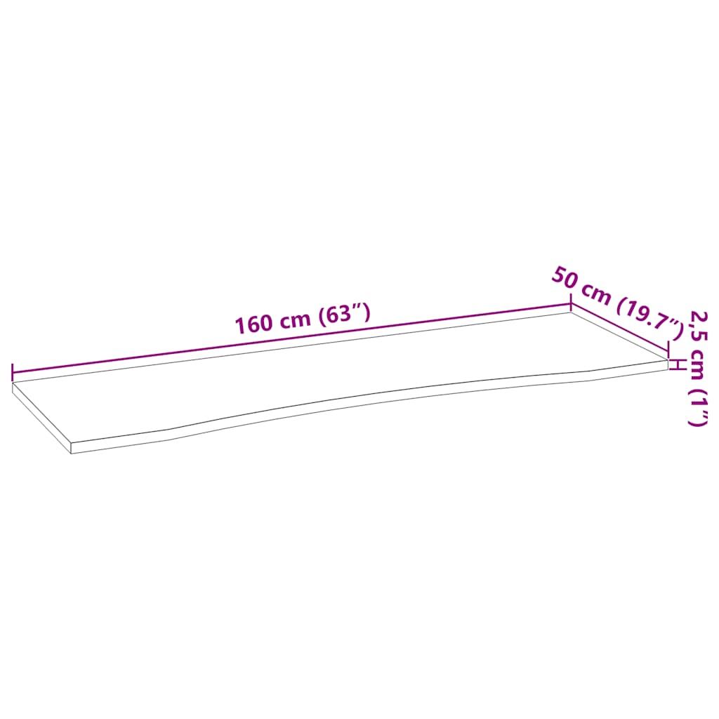 Schreibtischplatte Hellbraun 160x50x2,5 cm Massivholz Eiche