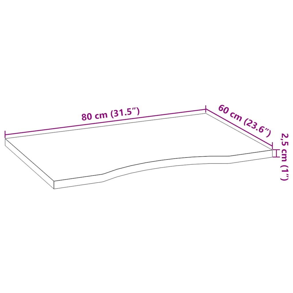 Schreibtischplatte Hellbraun 80x60x2,5 cm Massivholz Eiche