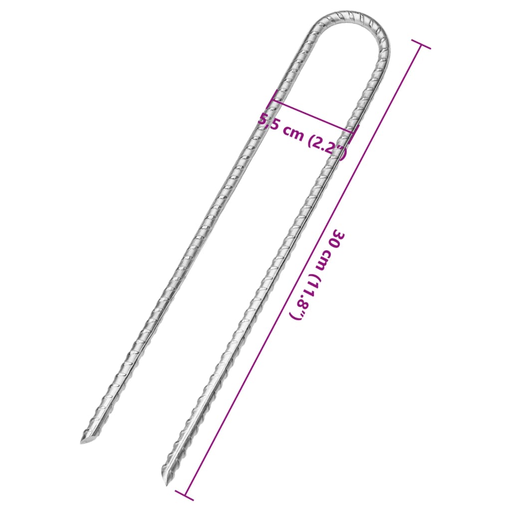 Zeltheringe 6 Stk. U-Form 30 cm Ø7 mm Verzinkter Stahl