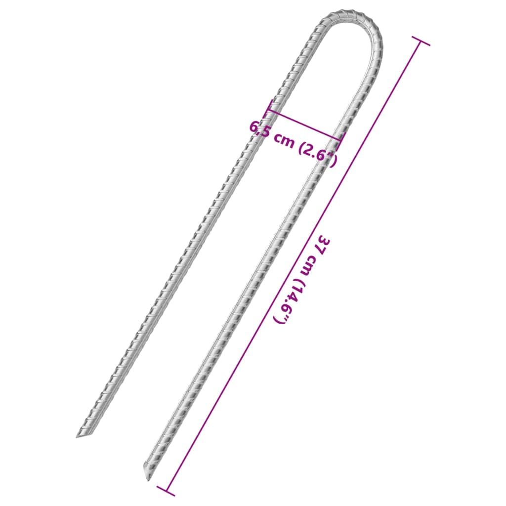 Zeltheringe 12 Stk. U-Form 37 cm Ø10 mm Verzinkter Stahl