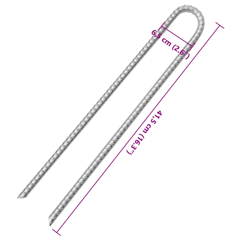 Zeltheringe 12 Stk. U-Form 41,5 cm Ø12 mm Verzinkter Stahl