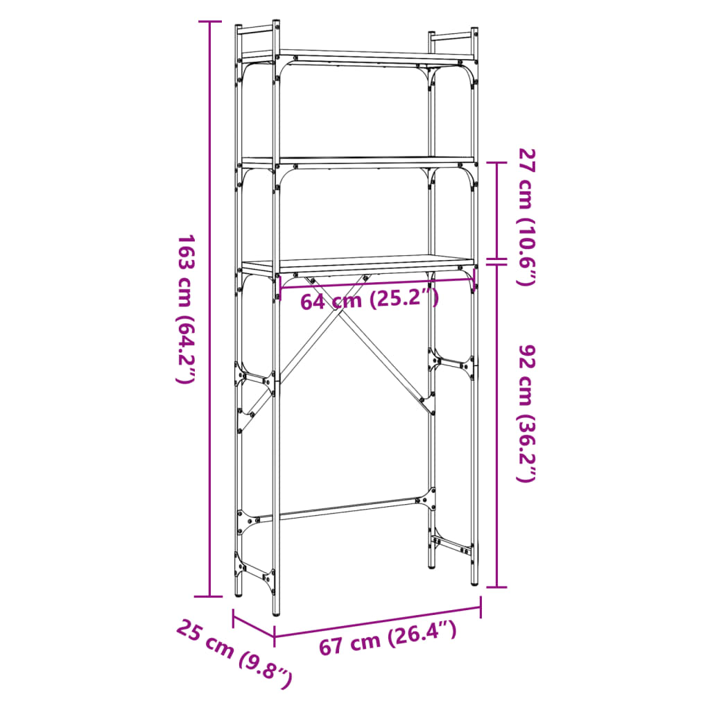 Waschmaschinenregal Sonoma-Eiche 67x25x163 cm Holzwerkstoff