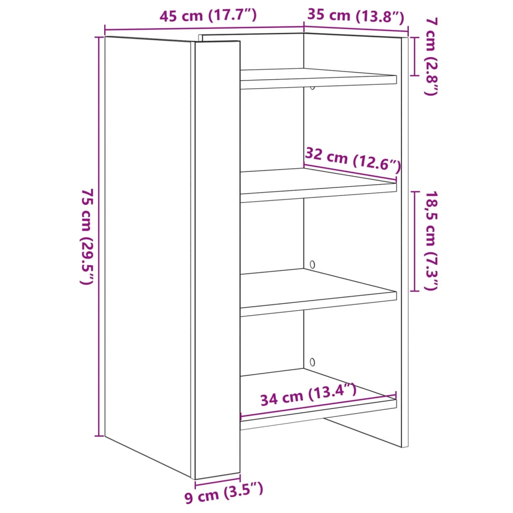 Sideboard Räuchereiche 45x35x75 cm Holzwerkstoff