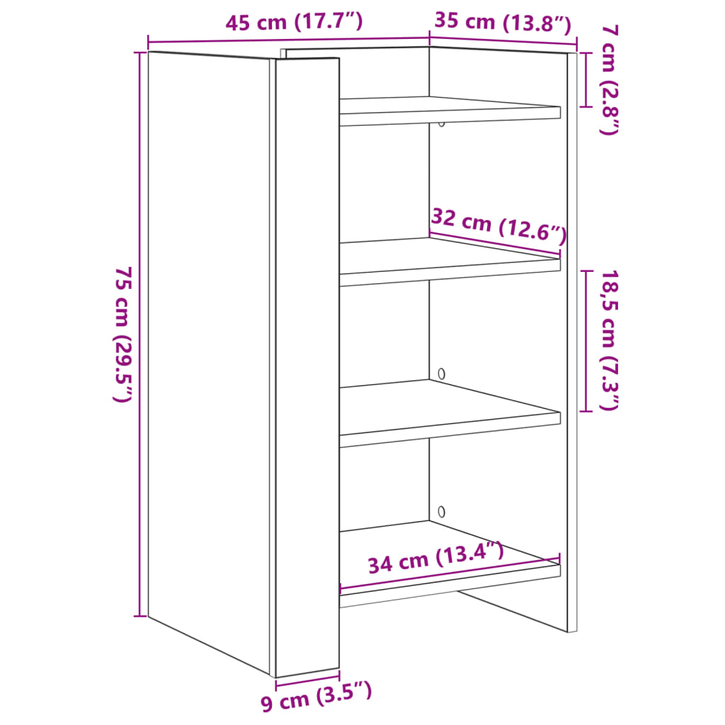 Sideboard Braun Eichen-Optik 45x35x75 cm Holzwerkstoff