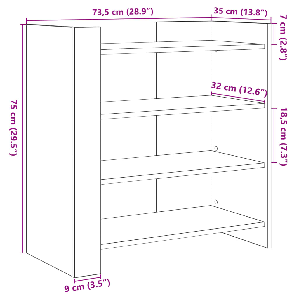 Sideboard Schwarz 73,5x35x75 cm Holzwerkstoff