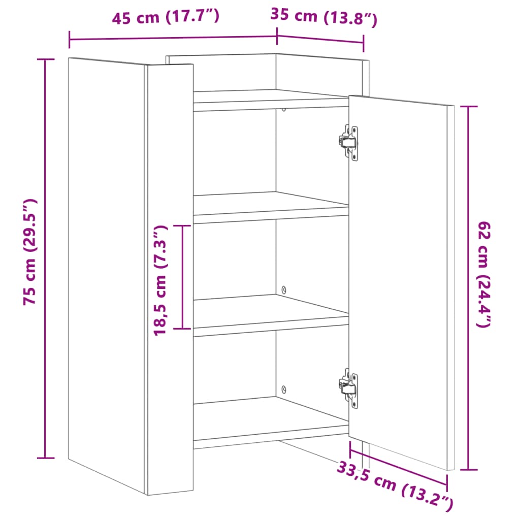 Sideboard Weiß 45x35x75 cm Holzwerkstoff