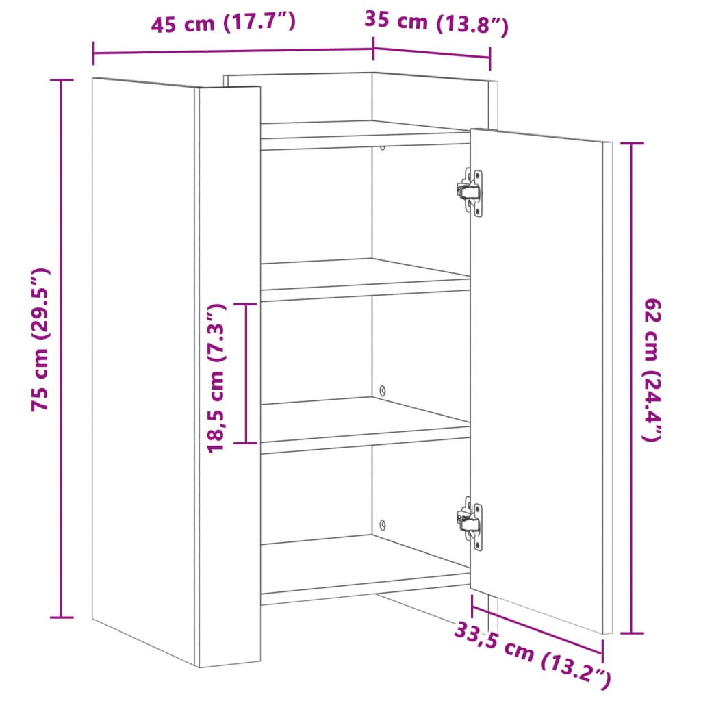 Sideboard Räuchereiche 45x35x75 cm Holzwerkstoff