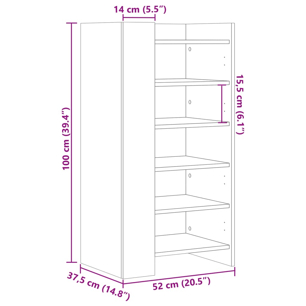 Schuhschrank Sonoma-Eiche 52x37,5x100 cm Holzwerkstoff