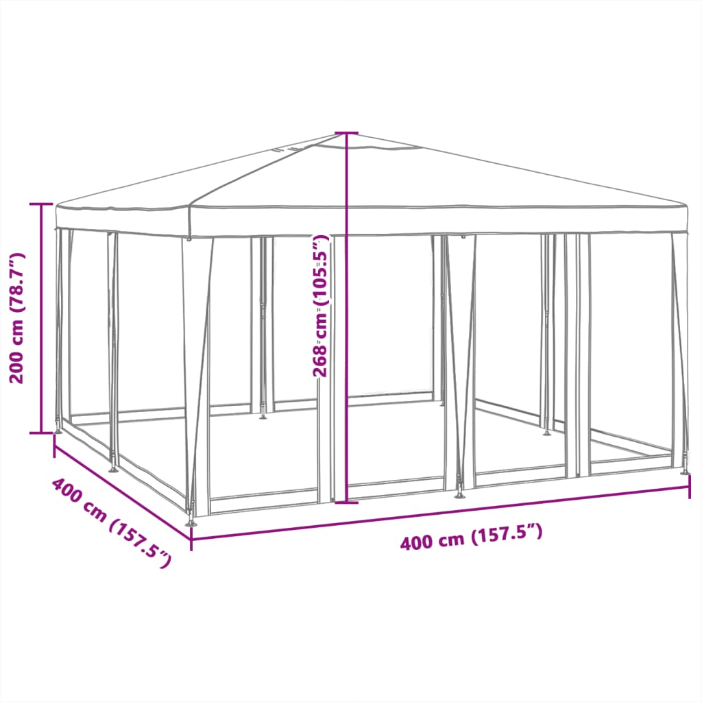 Partyzelt mit 8 Mesh-Seitenteilen Rot 4x4 m HDPE