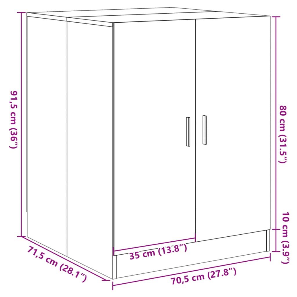 Waschmaschinenschrank Sonoma-Eiche 70,5x71,5x91,5 cm