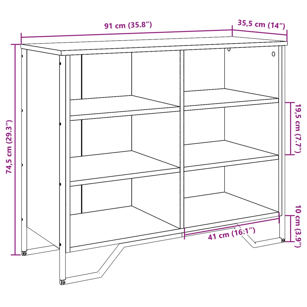 Sideboard Grau Sonoma 91x35,5x74,5 cm Holzwerkstoff