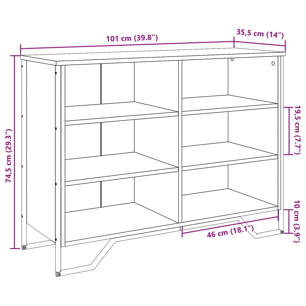 Sideboard Schwarz 101x35,5x74,5 cm Holzwerkstoff